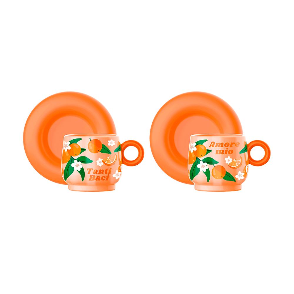 Set 2 tazzine arance