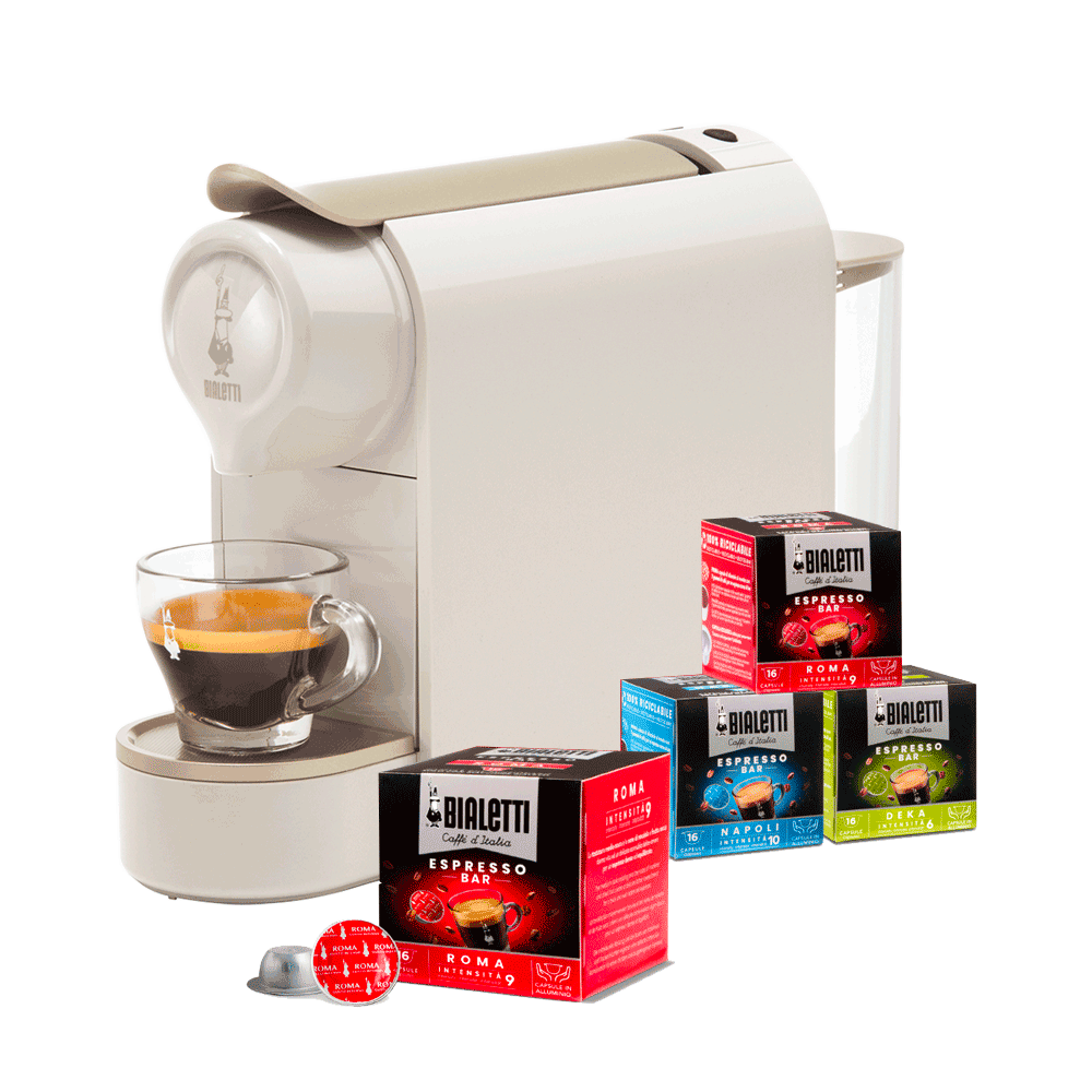 Gioia Responsible - Macchina da Caffè Espresso con 4 box di capsule a scelta