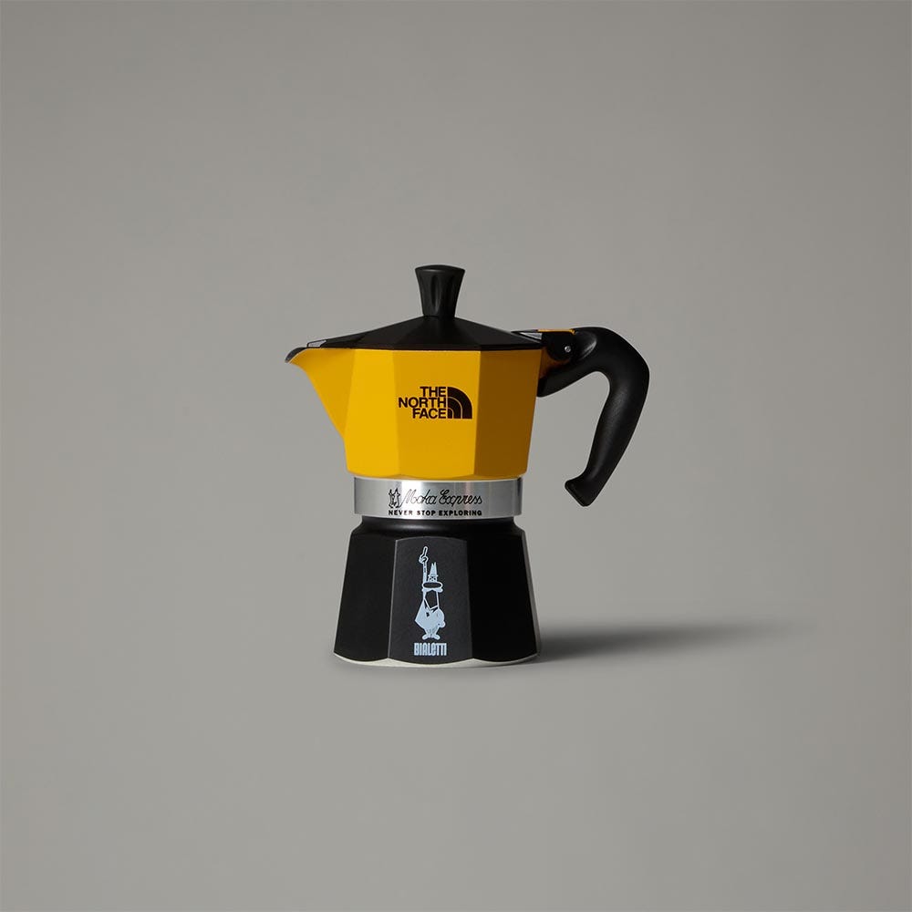 Set Moka Express The North Face 3 tz 2 bicchierini 2 cucchiaini e caffè Perfetto Moka 100 gr in latta