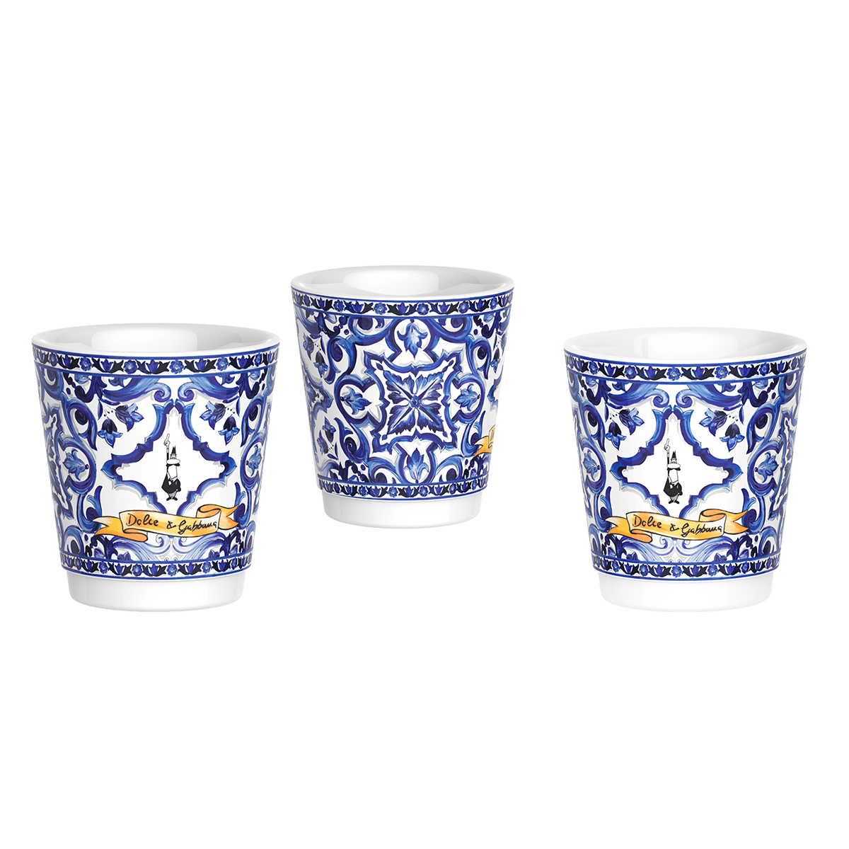 Set Moka Express Blu Mediterraneo 6 tz, 3 bicchierini di porcellana e 3 palettine argentate