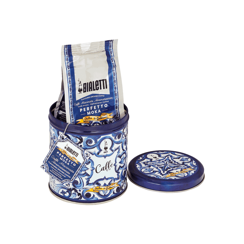 Set Moka Express Blu Mediterraneo 3 tz e Perfetto Moka Autentico