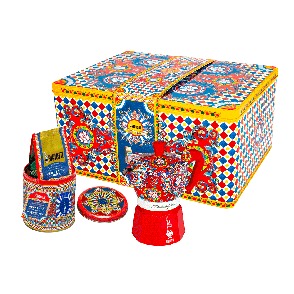 Set Moka Express Carretto Siciliano 3 tz e Perfetto Moka Irresistibile